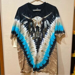 VTG liquid blue Brian Fox southwest T-shirt men's bones cow skull Size L